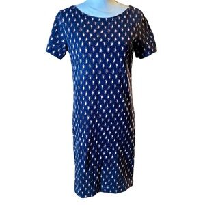 Boden Navy Blue Ditsy Paisley Short Sleeve Dress